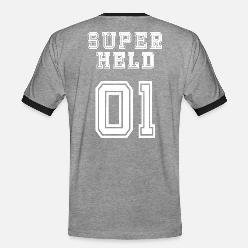 Superheld - Männer Kontrast-T-Shirt - Grau meliert/Schwarz