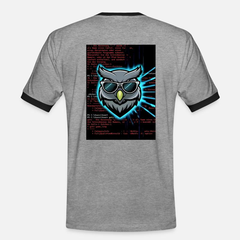 CMD Code Matrix Owl - Men's Ringer Shirt - heather grey/black
