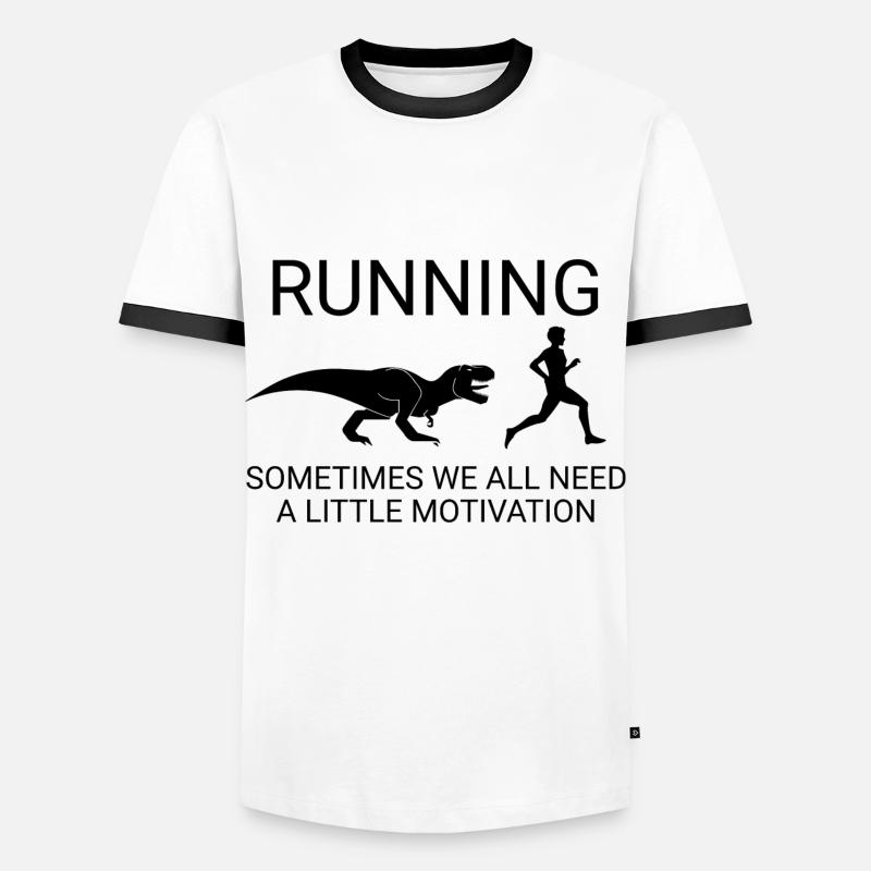 Running Dinosaurier Design - Männer Kontrast-T-Shirt - Weiß/Schwarz
