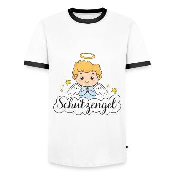 Schutzengel - Männer Kontrast-T-Shirt - Weiß/Schwarz - Vorne - AI Model Female 172 light (172cm) & AI Model Male 178 dark (178cm)