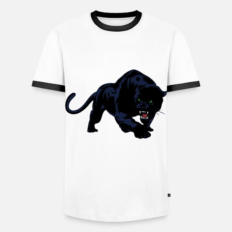 Schwarzer Panther oder Jaguar Wildkatze - Männer Kontrast-T-Shirt - Weiß/Schwarz