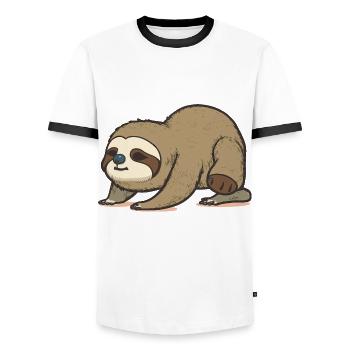 Zen Sloth - Men's Ringer Shirt - white/black - Front - AI Model Female 172 light (172cm) & AI Model Male 178 dark (178cm)