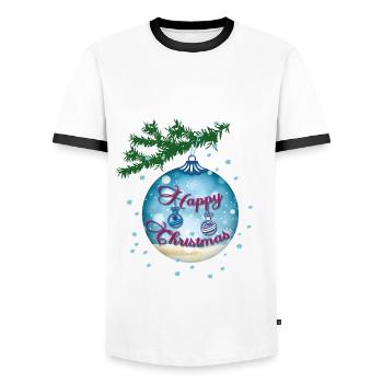 Blaue Kugel - Männer Kontrast-T-Shirt - Weiß/Schwarz - Vorne - AI Model Female 172 light (172cm) & AI Model Male 178 dark (178cm)