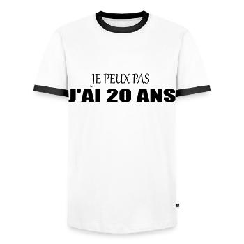 Je Peux Pas J'ai 20 ans - T-shirt contrasté Homme - blanc/noir - Devant - AI Model Female 172 light (172cm) & AI Model Male 178 dark (178cm)