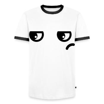 Augen Genervt Kawaii - Männer Kontrast-T-Shirt - Weiß/Schwarz - Vorne - AI Model Female 172 light (172cm) & AI Model Male 178 dark (178cm)