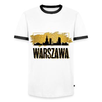 Warsaw Warszawa Poland City Skyline Home Gold - Men's Ringer Shirt - white/black - Front - AI Model Female 172 light (172cm) & AI Model Male 178 dark (178cm)