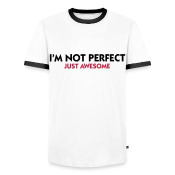 Ich bin nicht perfekt. Nur genial! - Männer Kontrast-T-Shirt - Weiß/Schwarz - Vorne - AI Model Female 172 light (172cm) & AI Model Male 178 dark (178cm)