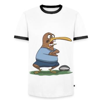 New Zealand rugby kiwi haka gift idea - Men's Ringer Shirt - white/black - Front - AI Model Female 172 light (172cm) & AI Model Male 178 dark (178cm)