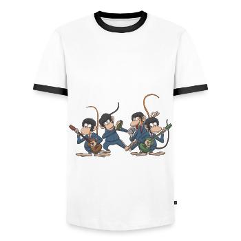 Groupe de musique pop - T-shirt contrasté Homme - blanc/noir - Devant - AI Model Female 172 light (172cm) & AI Model Male 178 dark (178cm)
