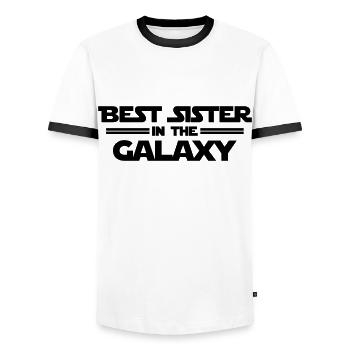 Best Sister in the Galaxy - Men's Ringer Shirt - white/black - Front - AI Model Female 172 light (172cm) & AI Model Male 178 dark (178cm)