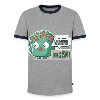 Das Gehirn der Maschine - Männer Kontrast-T-Shirt - Grau/Navy  - Vorne - AI Model Female 172 light (172cm) & AI Model Male 178 light (178cm)