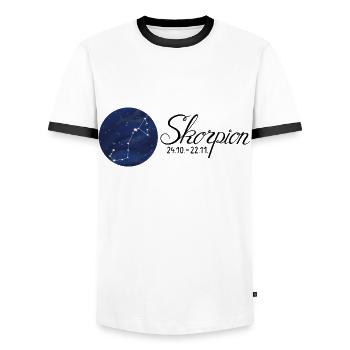Sternzeichen Skorpion Tierkreiszeichen Astrologie - Männer Kontrast-T-Shirt - Weiß/Schwarz - Vorne - AI Model Female 172 light (172cm) & AI Model Male 178 dark (178cm)