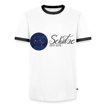Sternzeichen Schütze Tierkreiszeichen Astrologie - Männer Kontrast-T-Shirt - Weiß/Schwarz - Vorne - AI Model Female 172 light (172cm) & AI Model Male 178 dark (178cm)
