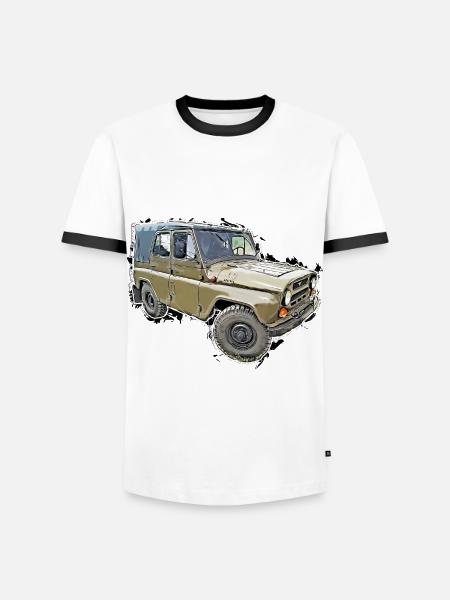 UAZ 469 - Männer Kontrast-T-Shirt - Weiß/Schwarz