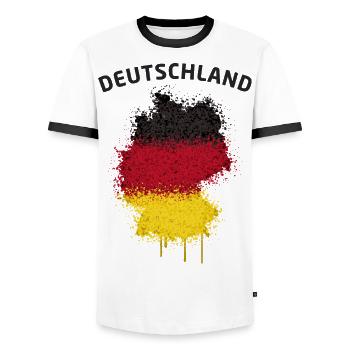 Allemagne Carte texte drapeau de graffiti - T-shirt contrasté Homme - blanc/noir - Devant - AI Model Female 172 light (172cm) & AI Model Male 178 dark (178cm)