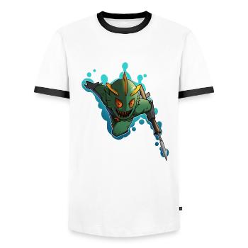 Arkham Pen & Paper table role playing tentacle - Men's Ringer Shirt - white/black - Front - AI Model Female 172 light (172cm) & AI Model Male 178 dark (178cm)