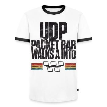 La barre de paquets UDP entre dans - T-shirt contrasté Homme - blanc/noir - Devant - AI Model Female 172 light (172cm) & AI Model Male 178 dark (178cm)