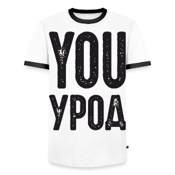 You Freak! Spruch auf Russisch Russak Russland - Männer Kontrast-T-Shirt - Weiß/Schwarz - Vorne - AI Model Female 172 light (172cm) & AI Model Male 178 dark (178cm)