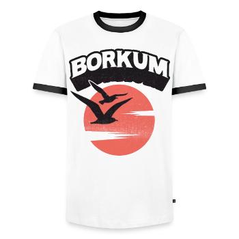 Borkum Seagull Sun Island Chemise - T-shirt contrasté Homme - blanc/noir - Devant - AI Model Female 172 light (172cm) & AI Model Male 178 dark (178cm)