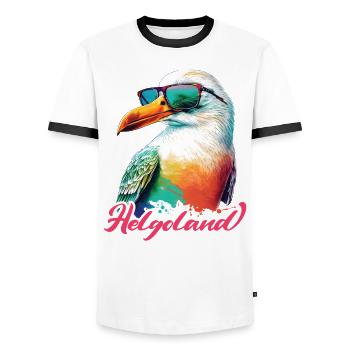 Heligoland vacances mouette colorée fraîche avec des lunettes de soleil - T-shirt contrasté Homme - blanc/noir - Devant - AI Model Female 172 light (172cm) & AI Model Male 178 dark (178cm)