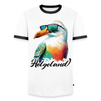 Heligoland vacances mouette colorée fraîche avec des lunettes de soleil - T-shirt contrasté Homme - blanc/noir - Devant - AI Model Female 172 light (172cm) & AI Model Male 178 dark (178cm)