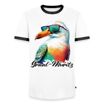 Graal Müritz Urlaub coole Möwe mit Sonnenbrille - Männer Kontrast-T-Shirt - Weiß/Schwarz - Vorne - AI Model Female 172 light (172cm) & AI Model Male 178 dark (178cm)