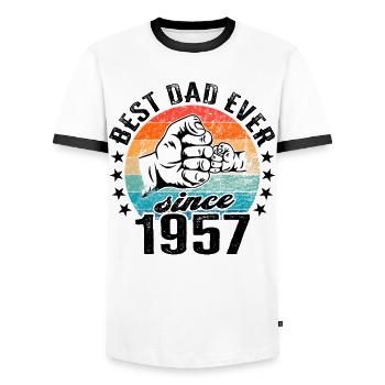Bester Papa der Welt seit 1957 Vatertag Geburtstag - Männer Kontrast-T-Shirt - Weiß/Schwarz - Vorne - AI Model Female 172 light (172cm) & AI Model Male 178 dark (178cm)