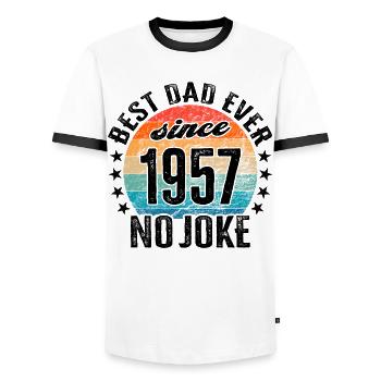 Bester Papa der Welt seit 1957 No Joke - Männer Kontrast-T-Shirt - Weiß/Schwarz - Vorne - AI Model Female 172 light (172cm) & AI Model Male 178 dark (178cm)