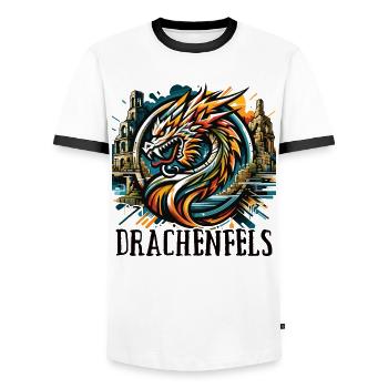 Dragon Tête de Dragon Logo Ruine Drachenfels - T-shirt contrasté Homme - blanc/noir - Devant - AI Model Female 172 light (172cm) & AI Model Male 178 dark (178cm)