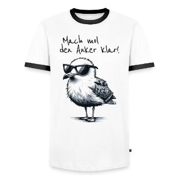 Mach mol den Anker klar Coole Seemöwe Spruch - T-shirt contrasté Homme - blanc/noir - Devant - AI Model Female 172 light (172cm) & AI Model Male 178 dark (178cm)