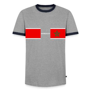 Nouveau Maillot du Maroc FRMF Vert - T-shirt contrasté Homme - gris/marine  - Devant - AI Model Female 172 light (172cm) & AI Model Male 178 light (178cm)