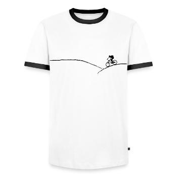 Bike MTB Mountain Bike Mountain Bike Gift - Men's Ringer Shirt - white/black - Front - AI Model Female 172 light (172cm) & AI Model Male 178 dark (178cm)