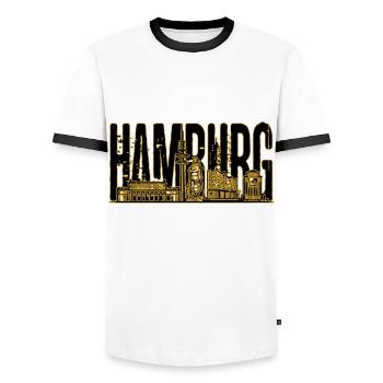 Hamburg Stadt City Skyline Deutschland Germany - Männer Kontrast-T-Shirt - Weiß/Schwarz - Vorne - AI Model Female 172 light (172cm) & AI Model Male 178 dark (178cm)