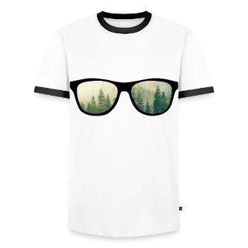Lunettes de soleil Paysage naturel - T-shirt contrasté Homme - blanc/noir - Devant - AI Model Female 172 light (172cm) & AI Model Male 178 dark (178cm)