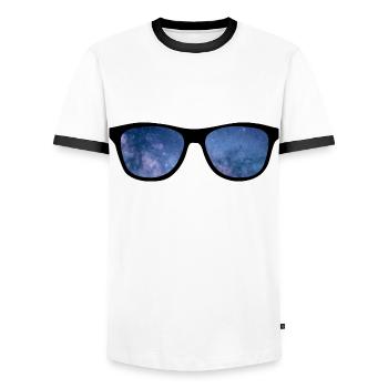 Lunettes de soleil Vacances Heure d’été - T-shirt contrasté Homme - blanc/noir - Devant - AI Model Female 172 light (172cm) & AI Model Male 178 dark (178cm)