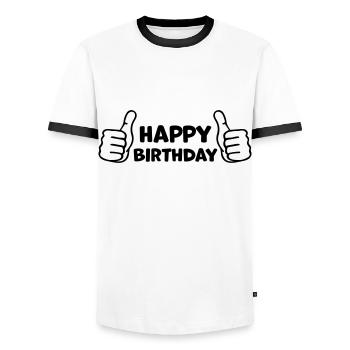 Anniversaire Pouce levé - T-shirt contrasté Homme - blanc/noir - Devant - AI Model Female 172 light (172cm) & AI Model Male 178 dark (178cm)