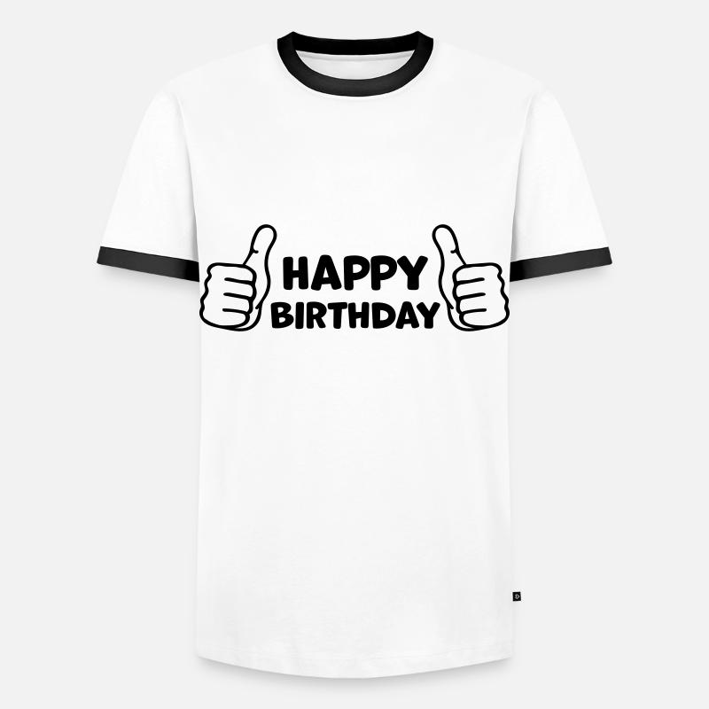 Birthday Thumbs Up - Men's Ringer Shirt - white/black
