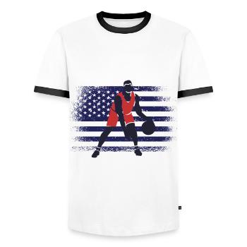 Maillot de basket-ball DRAPEAU DES ÉTATS-UNIS - T-shirt contrasté Homme - blanc/noir - Devant - AI Model Female 172 light (172cm) & AI Model Male 178 dark (178cm)