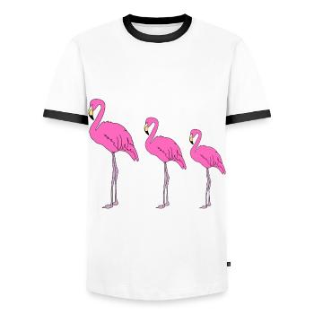 flamingo family mother child single parent - Men's Ringer Shirt - white/black - Front - AI Model Female 172 light (172cm) & AI Model Male 178 dark (178cm)
