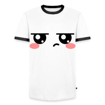 Genervte Augen Kawaii Süß - Männer Kontrast-T-Shirt - Weiß/Schwarz - Vorne - AI Model Female 172 light (172cm) & AI Model Male 178 dark (178cm)