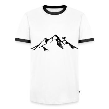 Berg mit Steinbock - Männer Kontrast-T-Shirt - Weiß/Schwarz - Vorne - AI Model Female 172 light (172cm) & AI Model Male 178 dark (178cm)