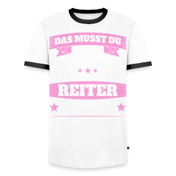 Das ist ein Reiter-Ding - Männer Kontrast-T-Shirt - Weiß/Schwarz - Vorne - AI Model Female 172 light (172cm) & AI Model Male 178 dark (178cm)