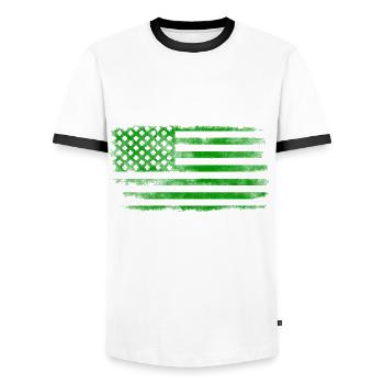 Drapeau de la Saint-Patrick irlandais américain lavé - T-shirt contrasté Homme - blanc/noir - Devant - AI Model Female 172 light (172cm) & AI Model Male 178 dark (178cm)