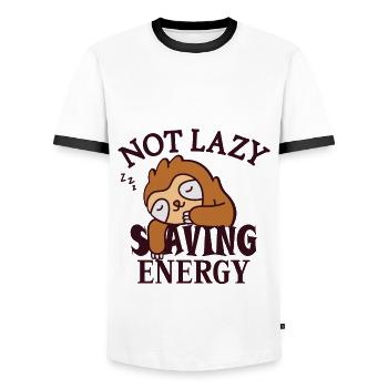 Nicht faul, Energie sparen Faultier - Männer Kontrast-T-Shirt - Weiß/Schwarz - Vorne - AI Model Female 172 light (172cm) & AI Model Male 178 dark (178cm)