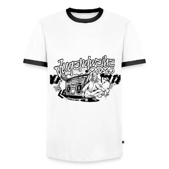 Jugendweiheparty 2025 Jugendweihe Spruch - Männer Kontrast-T-Shirt - Weiß/Schwarz - Vorne - AI Model Female 172 light (172cm) & AI Model Male 178 dark (178cm)