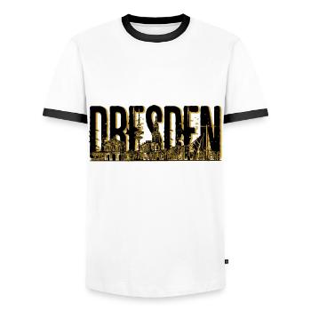 Dresden Deutschland Germany Skyline Stadt City - Men's Ringer Shirt - white/black - Front - AI Model Female 172 light (172cm) & AI Model Male 178 dark (178cm)