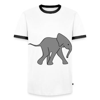 Elephant Baby Baby Elephant Baby Young Children - Men's Ringer Shirt - white/black - Front - AI Model Female 172 light (172cm) & AI Model Male 178 dark (178cm)