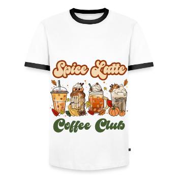 Coffee Club - Pumpkin Spice Latte - Männer Kontrast-T-Shirt - Weiß/Schwarz - Vorne - AI Model Female 172 light (172cm) & AI Model Male 178 dark (178cm)