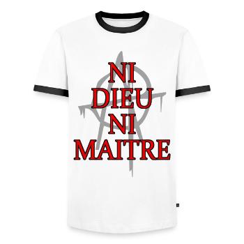 anarchie - T-shirt contrasté Homme - blanc/noir - Devant - AI Model Female 172 light (172cm) & AI Model Male 178 dark (178cm)