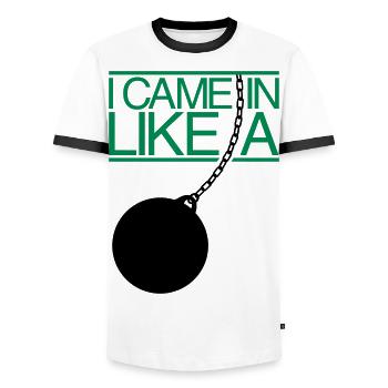 I Came In Like A Wrecking Ball - Männer Kontrast-T-Shirt - Weiß/Schwarz - Vorne - AI Model Female 172 light (172cm) & AI Model Male 178 dark (178cm)